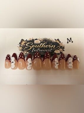 Southern Introvert Burgundy & Nude Press-On Nails